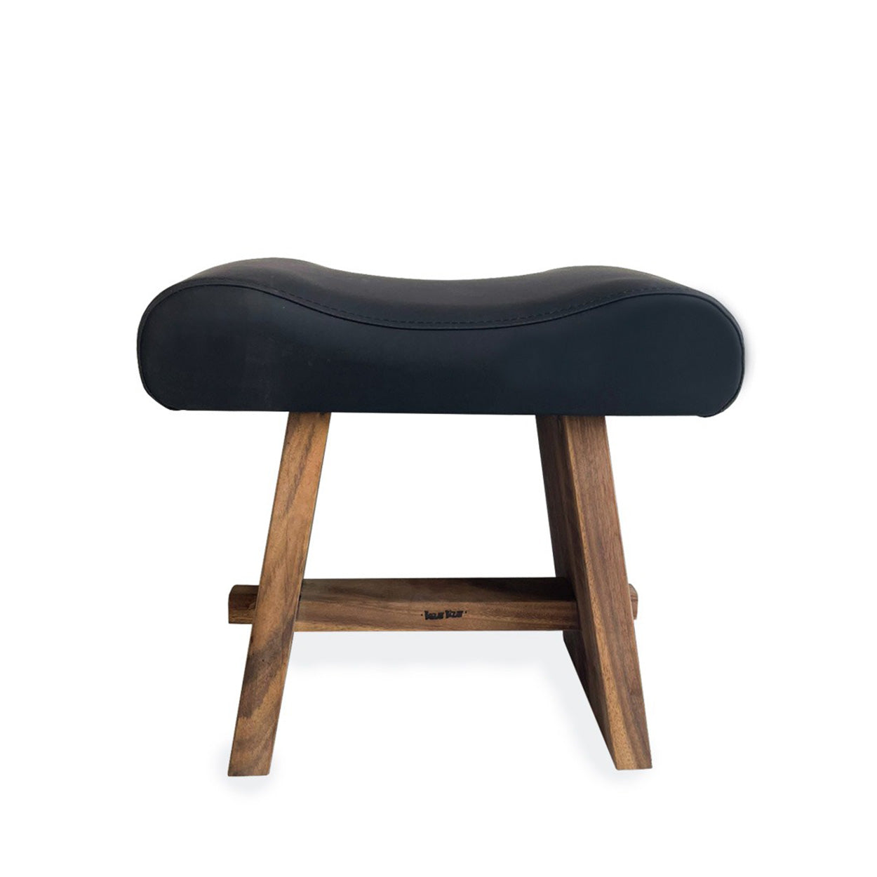 Tabouret en bois de suar avec cuir - noir naturel