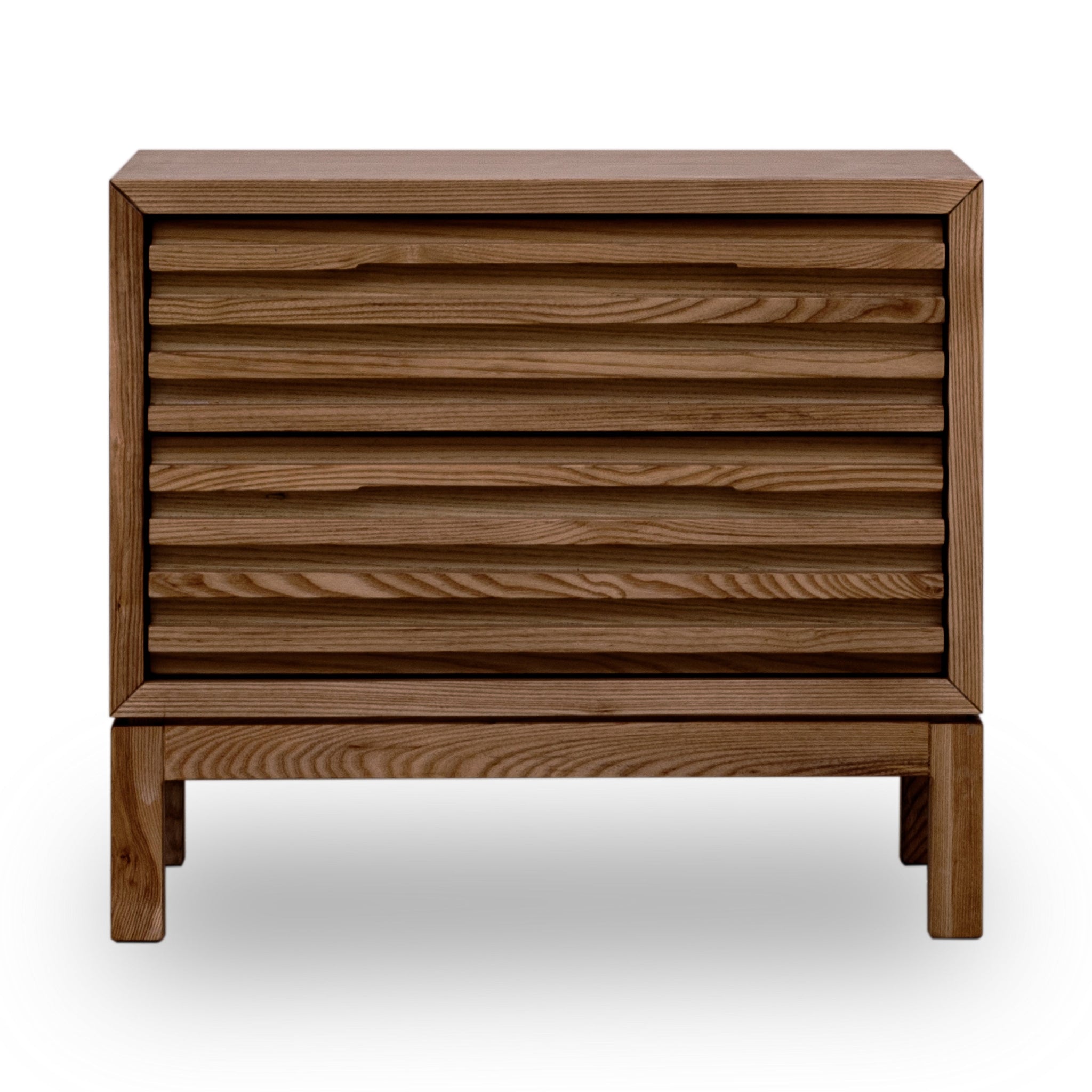 Tanner table de chevet en frêne à deux tiroirs, finition Roux