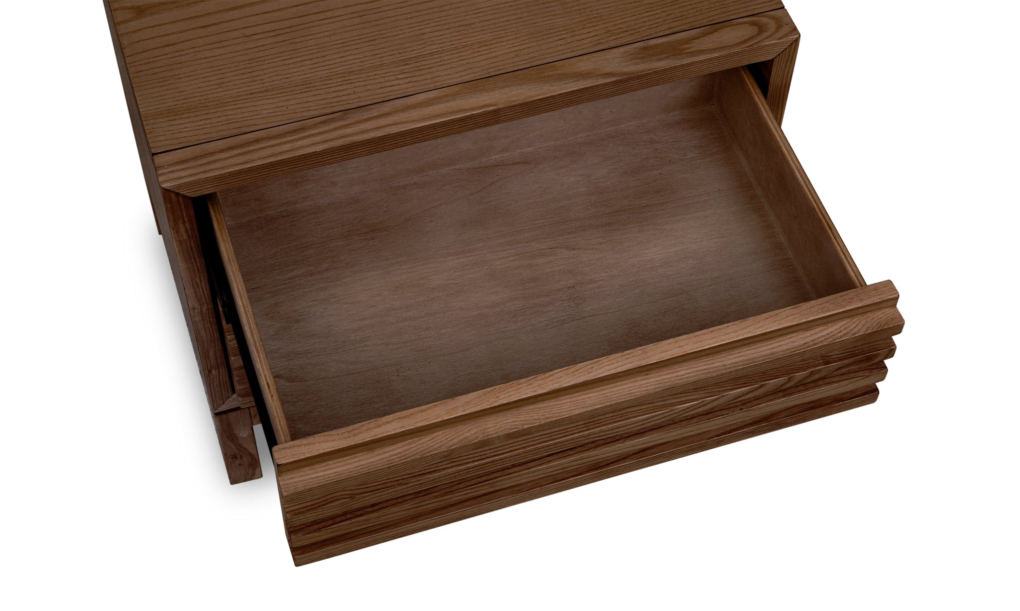 Tanner table de chevet en frêne à deux tiroirs, finition Roux
