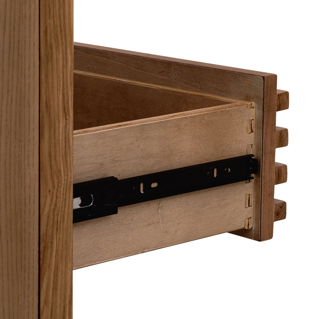Tanner table de chevet en frêne à deux tiroirs, finition Roux