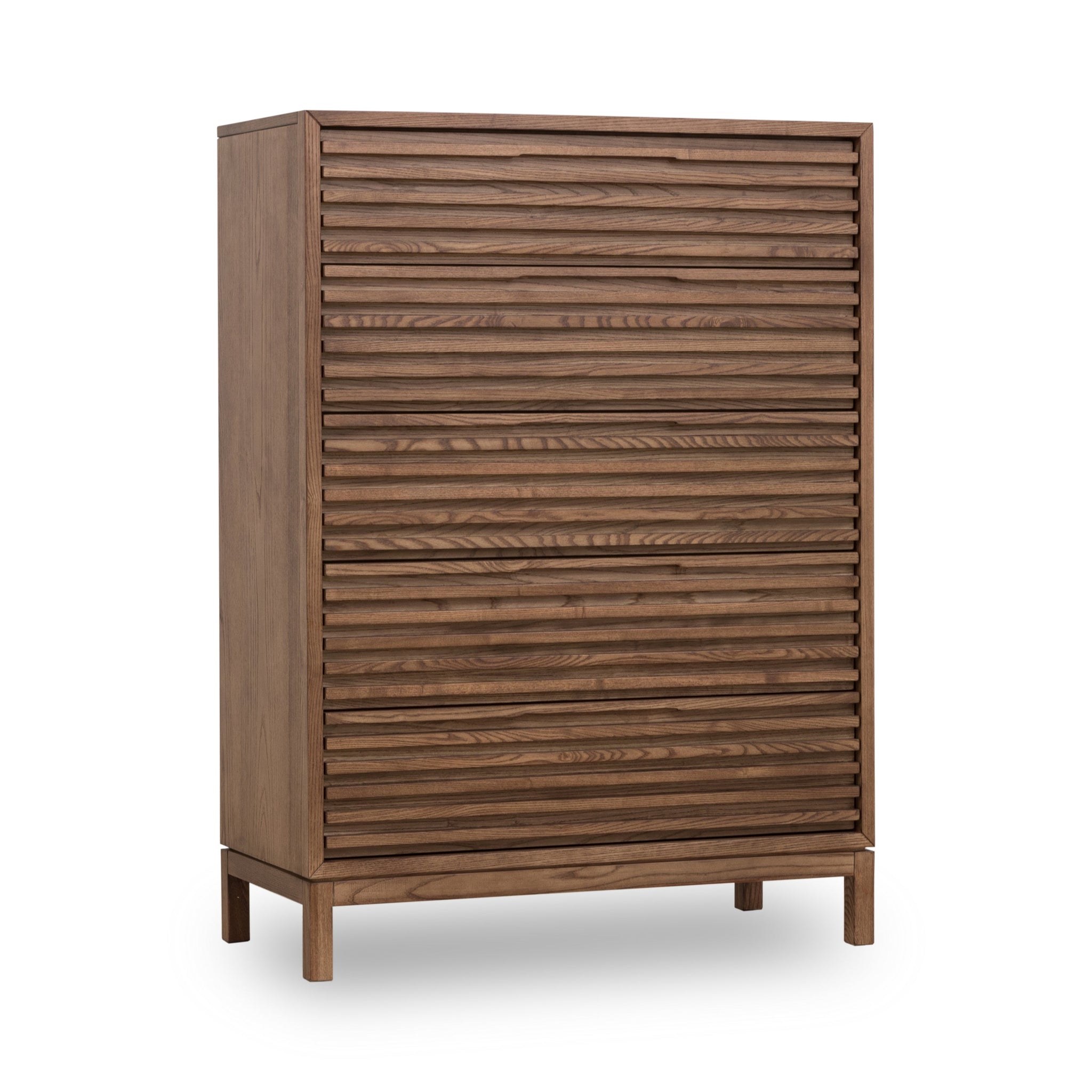 Commode Tanner à cinq tiroirs en frêne, finition Roux