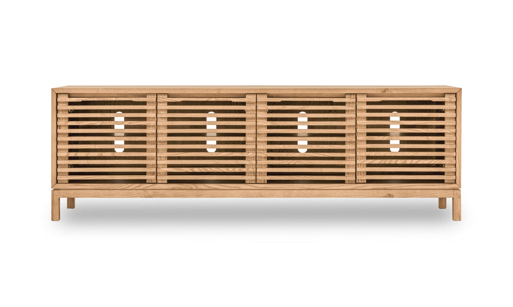 Tanner console multimédia à quatre portes en frêne, coloris lin