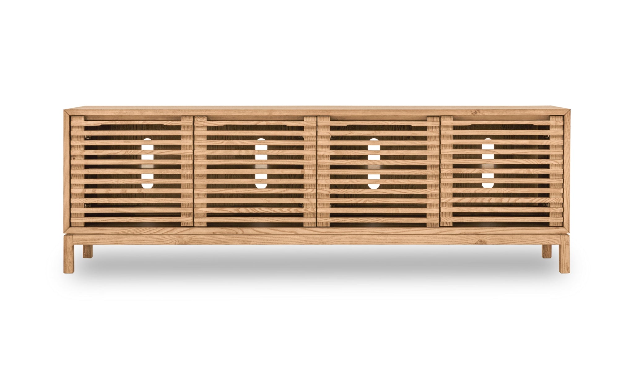 Tanner console multimédia à quatre portes en frêne, coloris lin