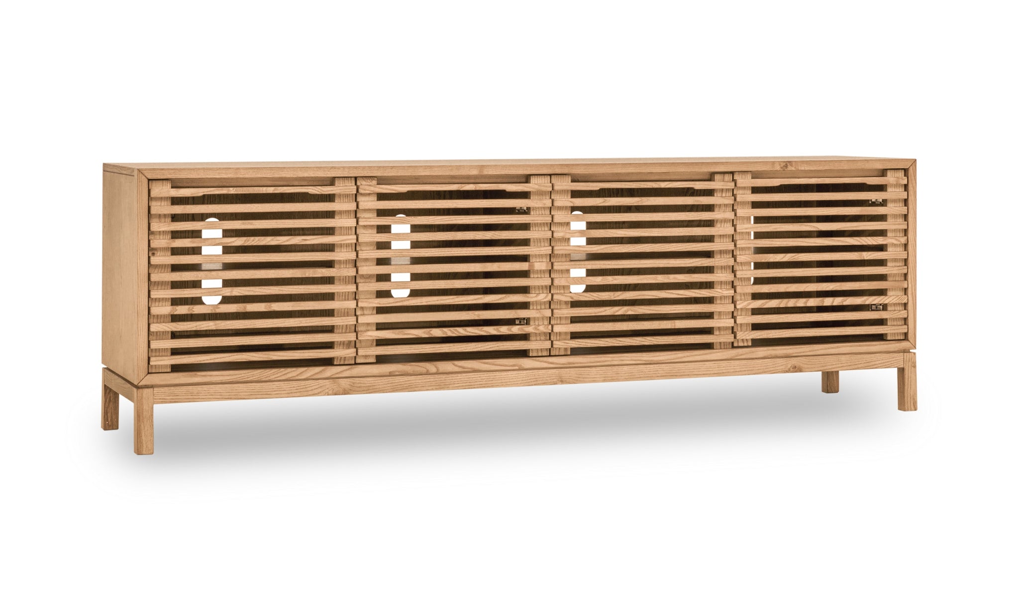 Tanner console multimédia à quatre portes en frêne, coloris lin