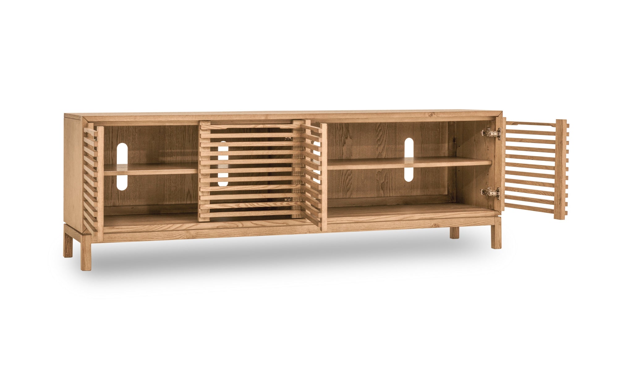 Tanner console multimédia à quatre portes en frêne, coloris lin