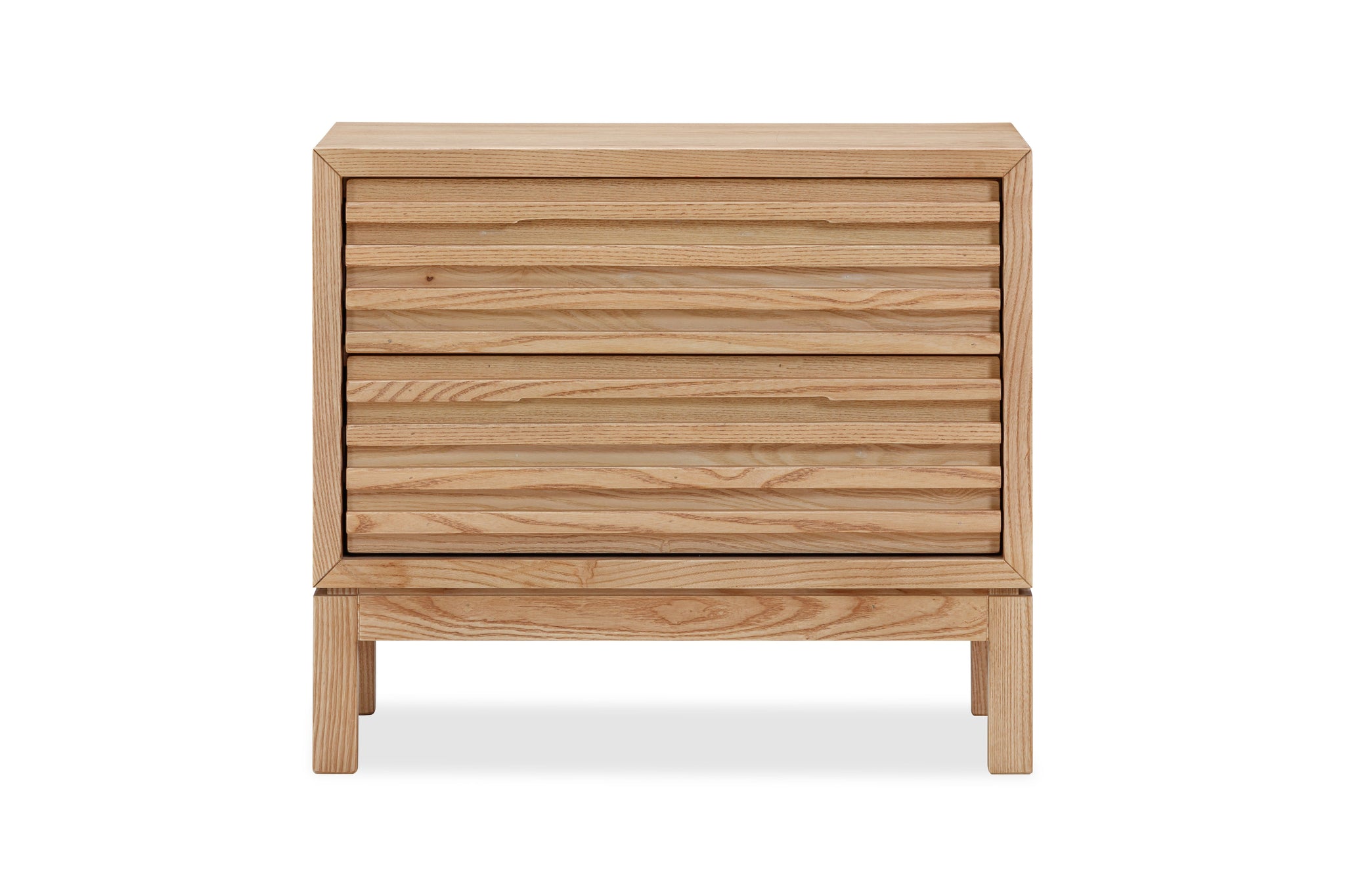 Table de chevet Tanner à deux tiroirs en bois de frêne, finition lin