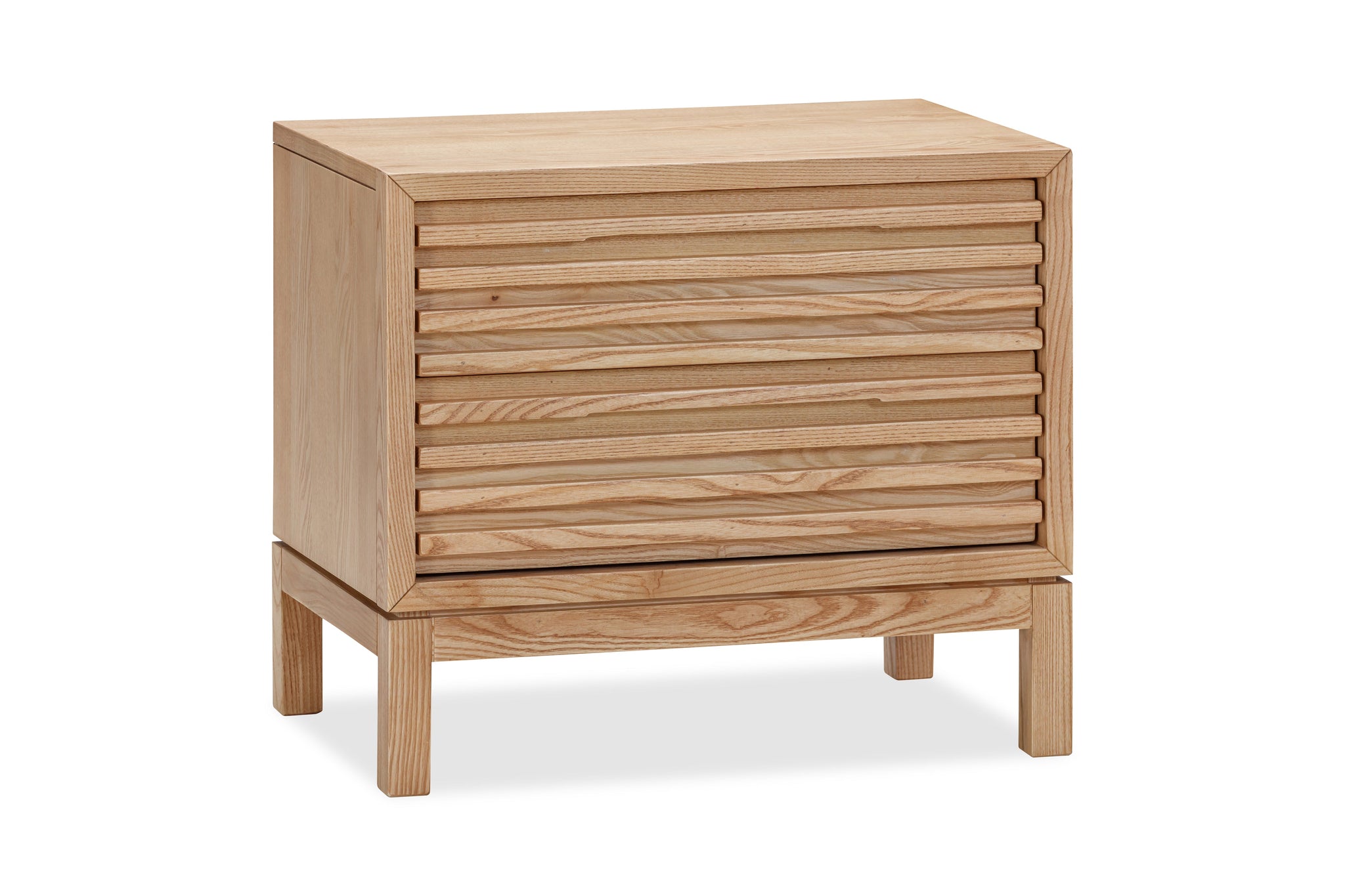 Table de chevet Tanner à deux tiroirs en bois de frêne, finition lin