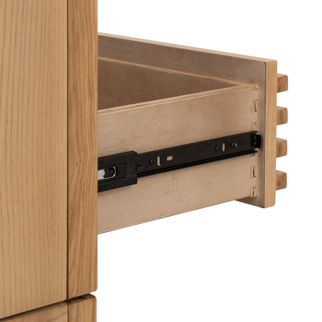 Table de chevet Tanner à deux tiroirs en bois de frêne, finition lin