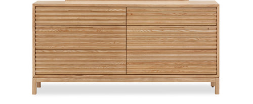 Commode Tanner à six tiroirs en bois de frêne, couleur lin
