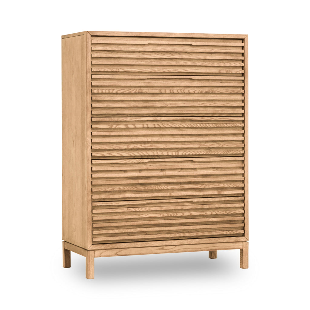 Commode Tanner à cinq tiroirs en frêne coloris lin