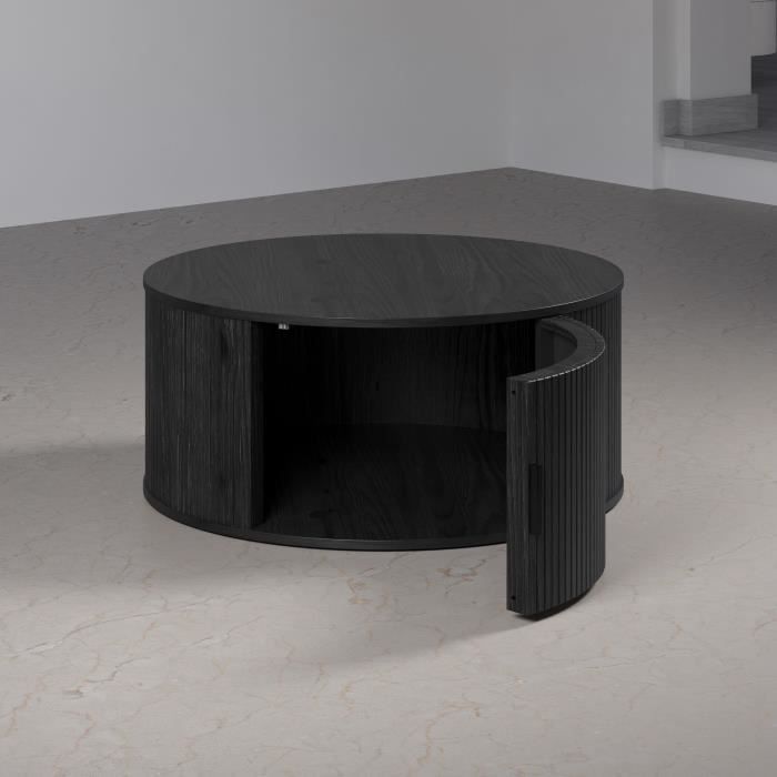 Table basse - Ronde - MDF - Noire - Essential - Diamètre 80 cm - Hauteur 36 cm - RONIN