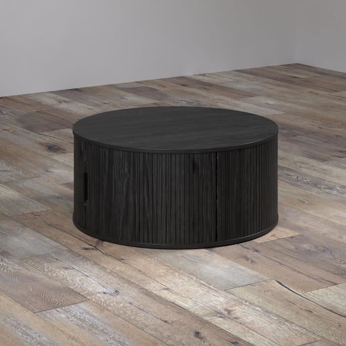 Table basse - Ronde - MDF - Noire - Essential - Diamètre 80 cm - Hauteur 36 cm - RONIN