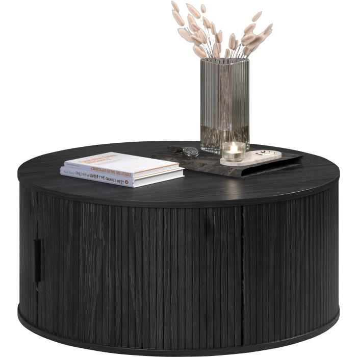 Table basse - Ronde - MDF - Noire - Essential - Diamètre 80 cm - Hauteur 36 cm - RONIN
