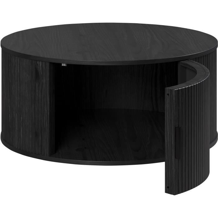 Table basse - Ronde - MDF - Noire - Essential - Diamètre 80 cm - Hauteur 36 cm - RONIN