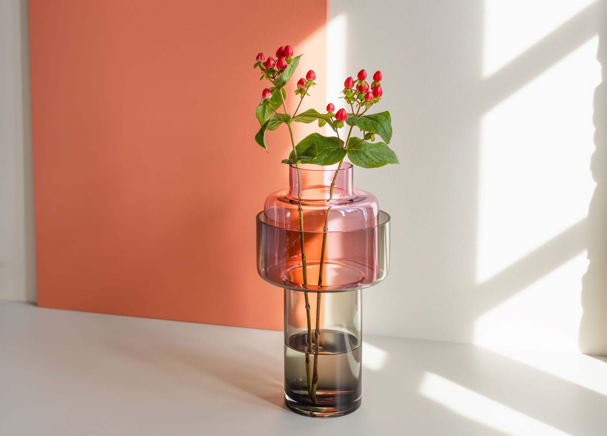 Vase Aura violet en deux parties 31 cm