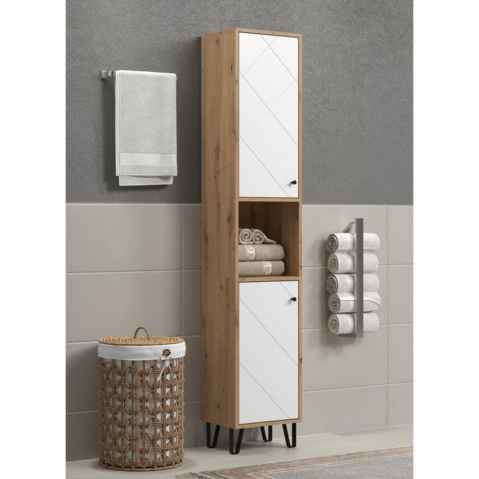 Meuble haut à deux portes - TRENDTEAM - Série Touch - Blanc/Brun - 36 cm de long