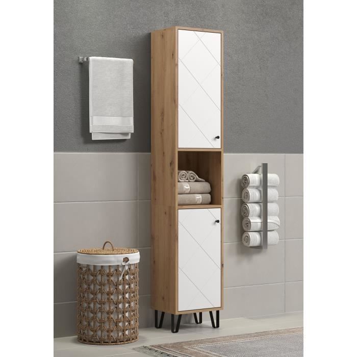 Meuble haut à deux portes - TRENDTEAM - Série Touch - Blanc/Brun - 36 cm de long