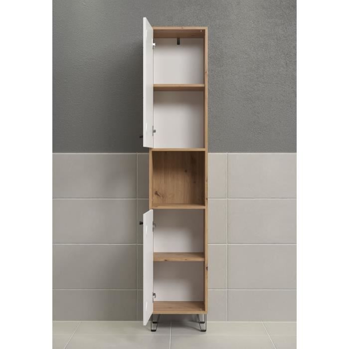 Meuble haut à deux portes - TRENDTEAM - Série Touch - Blanc/Brun - 36 cm de long