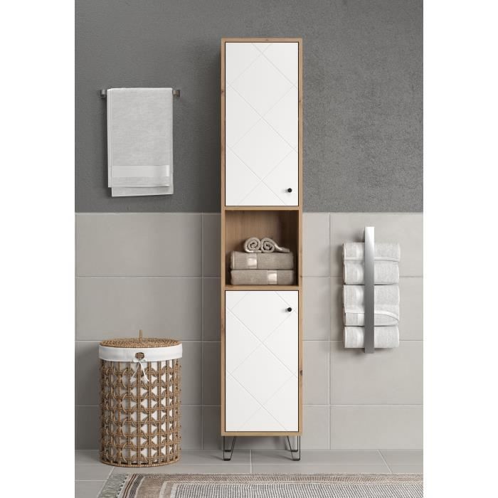 Meuble haut à deux portes - TRENDTEAM - Série Touch - Blanc/Brun - 36 cm de long