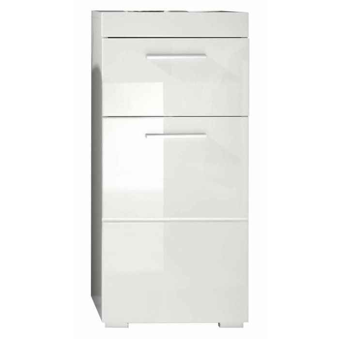 AMANDA meuble bas de salle de bains - 1 porte + 1 tiroir - L37 x P31 x H79 cm - Blanc - TRENDTEAM