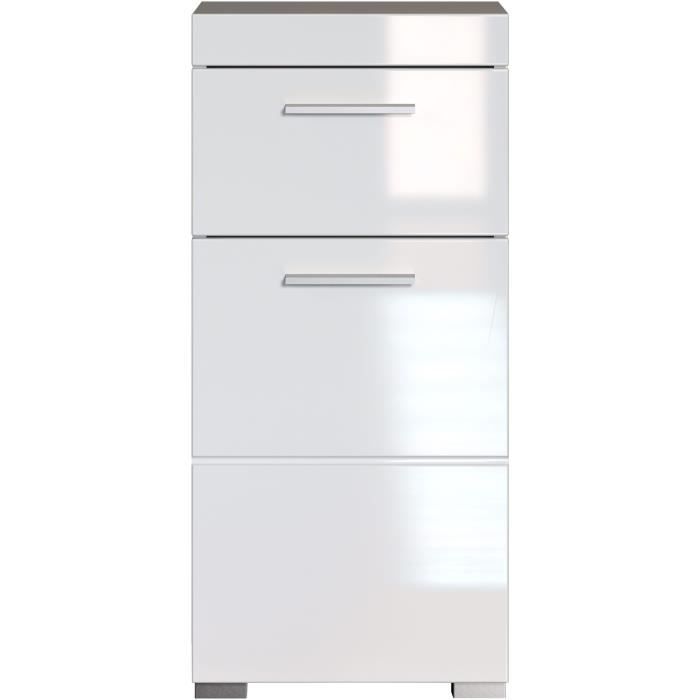 AMANDA meuble bas de salle de bains - 1 porte + 1 tiroir - L37 x P31 x H79 cm - Blanc - TRENDTEAM