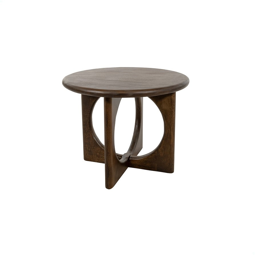 Table basse Ø60, manguier brun, noyer