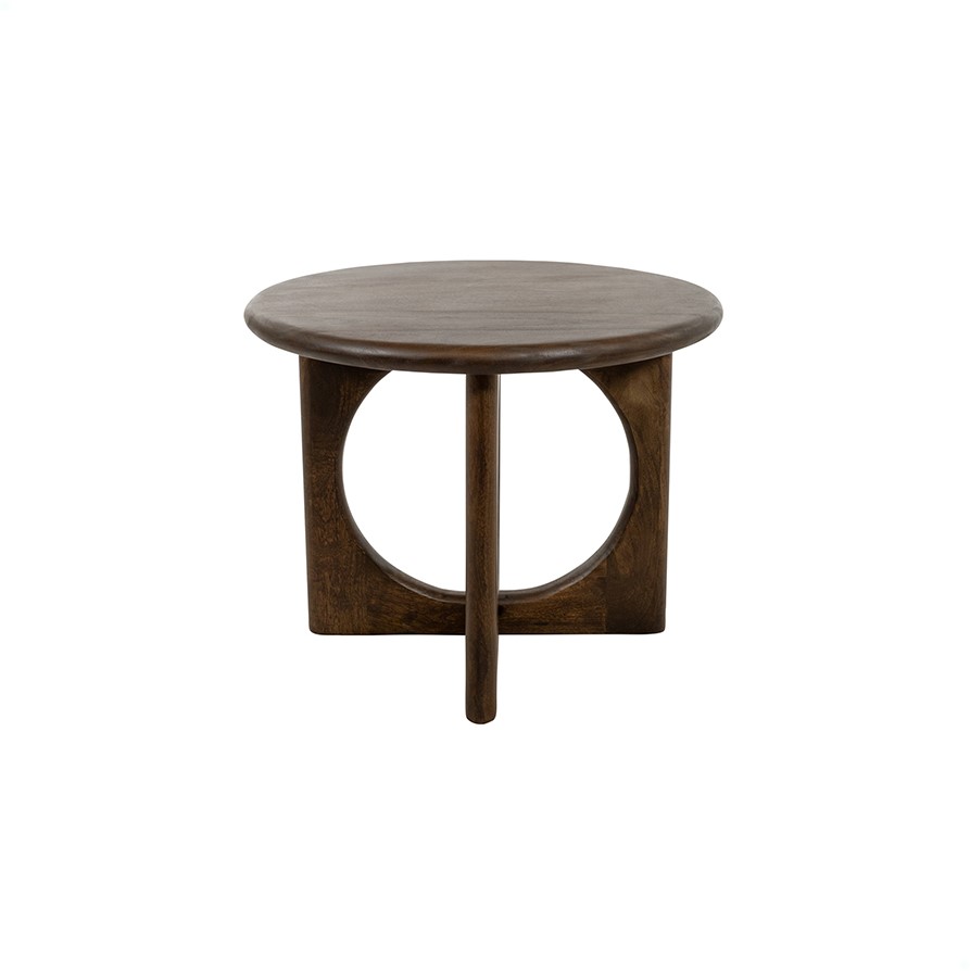 Table basse Ø60, manguier brun, noyer