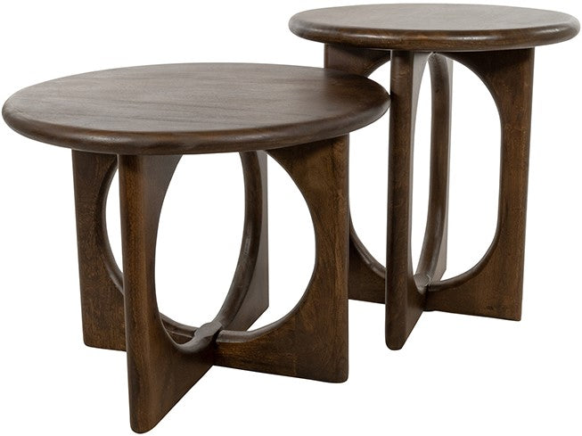 Table basse Ø60, manguier brun, noyer